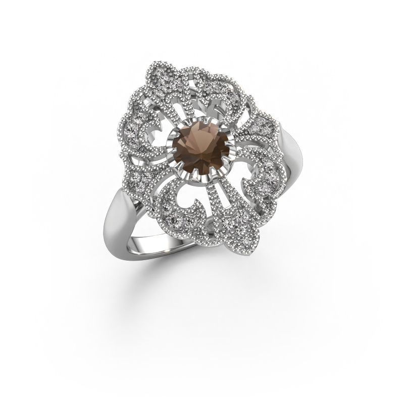 Bild von Verlobungsring Naida 585 Weißgold Rauchquarz 5 mm