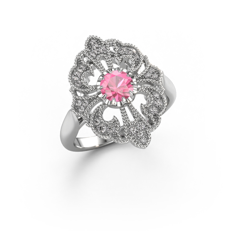 Image de Bague de fiançailles Naida 585 or blanc Saphir rose 5 mm