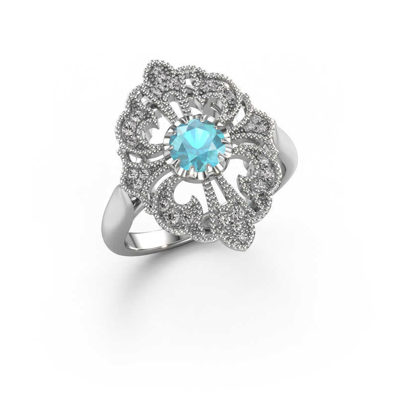 Image de Bague de fiançailles Naida 585 or blanc Topaze bleue 5 mm