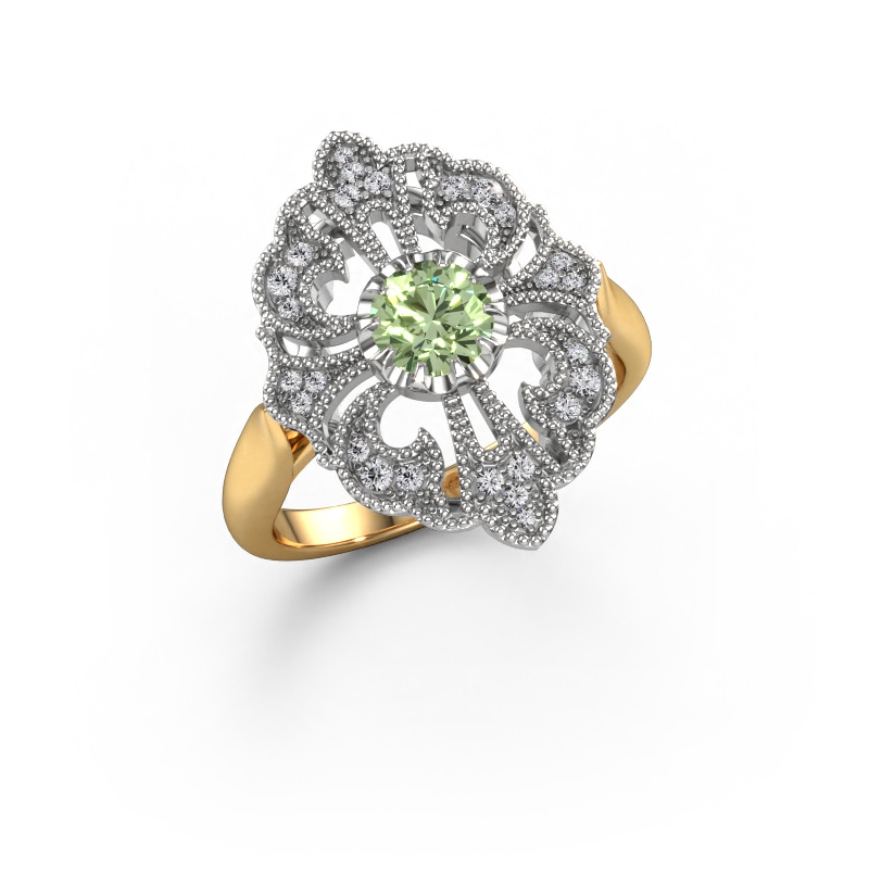 Image of Engagement ring Naida 585 gold Green lab grown diamond 5 mm