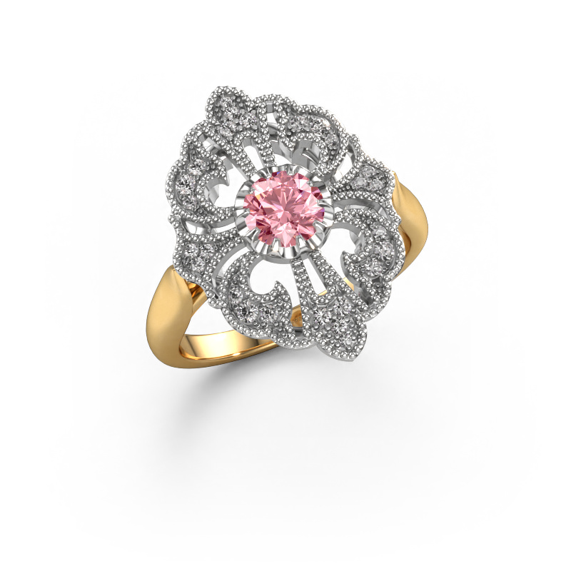 Image de Bague de fiançailles Naida 585 or jaune Diamant synthétique roze 5 mm