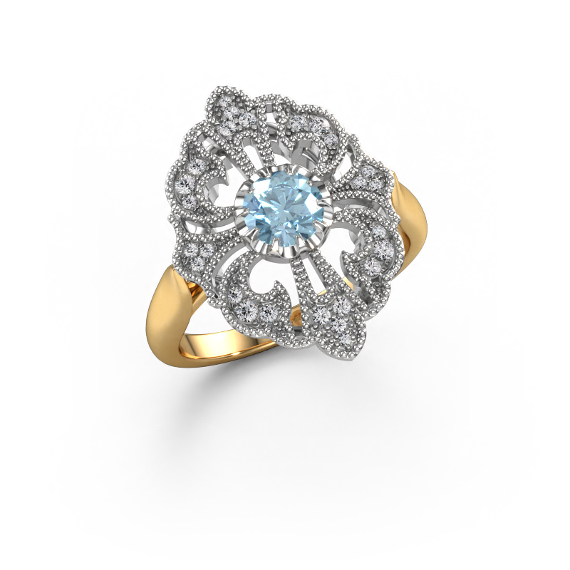 Afbeelding van Verlovingsring Naida 585 Goud Blauwe lab grown diamant 5 mm