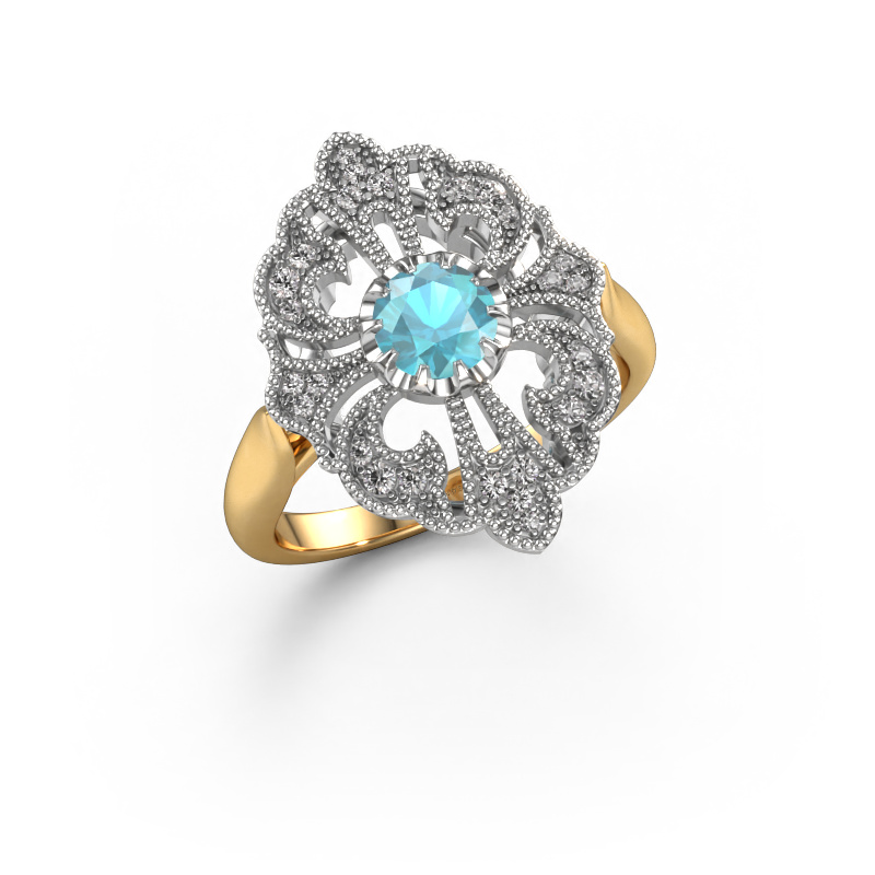 Bild von Verlobungsring Naida 585 Gold Blau Topas 5 mm