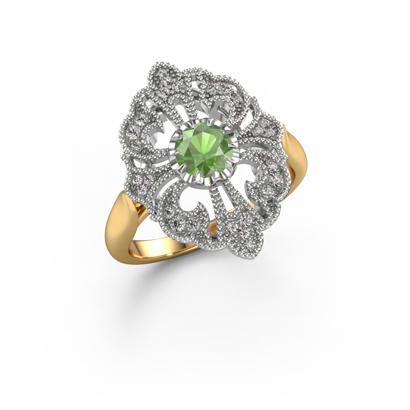 Image de Bague de fiançailles Naida 585 or jaune Vert tourmaline 5 mm