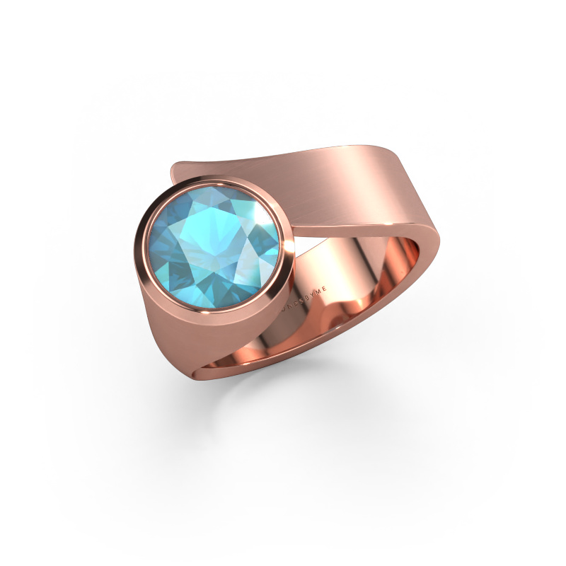 Bild von Ring Nakia 585 Roségold Blau Topas 8 mm