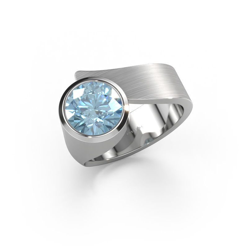 Image of Ring Nakia 585 white gold Blue lab grown diamond 8 mm