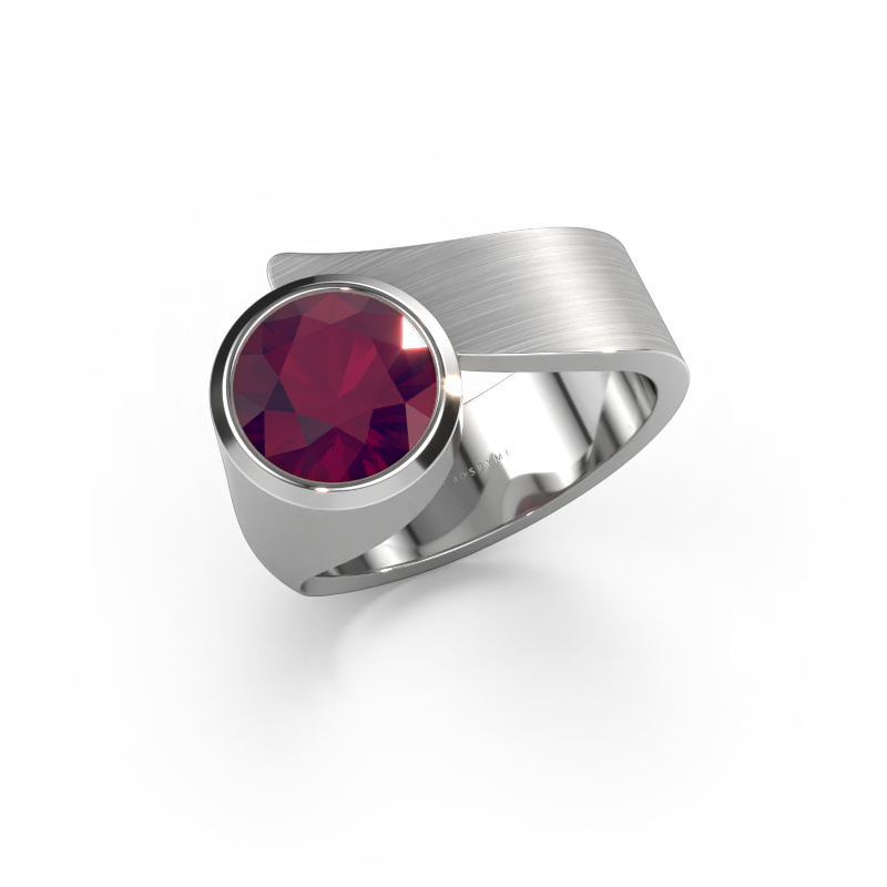 Image de Bague Nakia 585 or blanc Rhodolite 8 mm