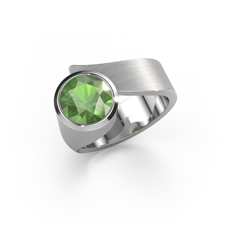 Image de Bague Nakia 585 or blanc Vert tourmaline 8 mm