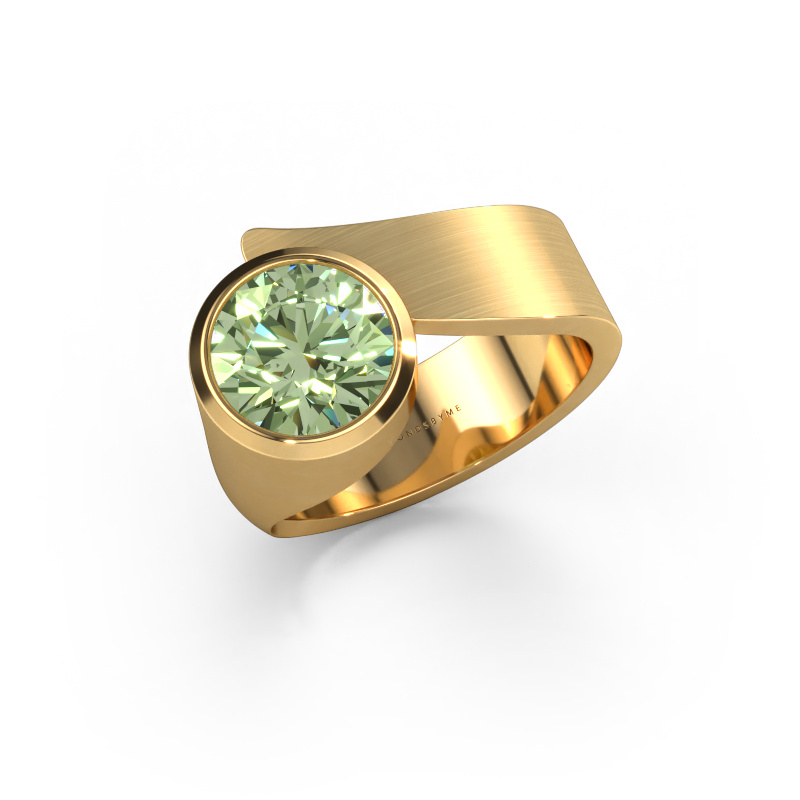 Image de Bague Nakia 585 or jaune Diamants synthétiques vert 8 mm