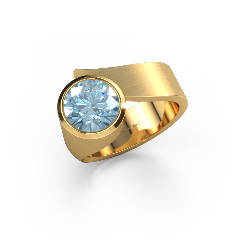 Image de Bague Nakia 585 or jaune Diamant synthétique bleu 8 mm