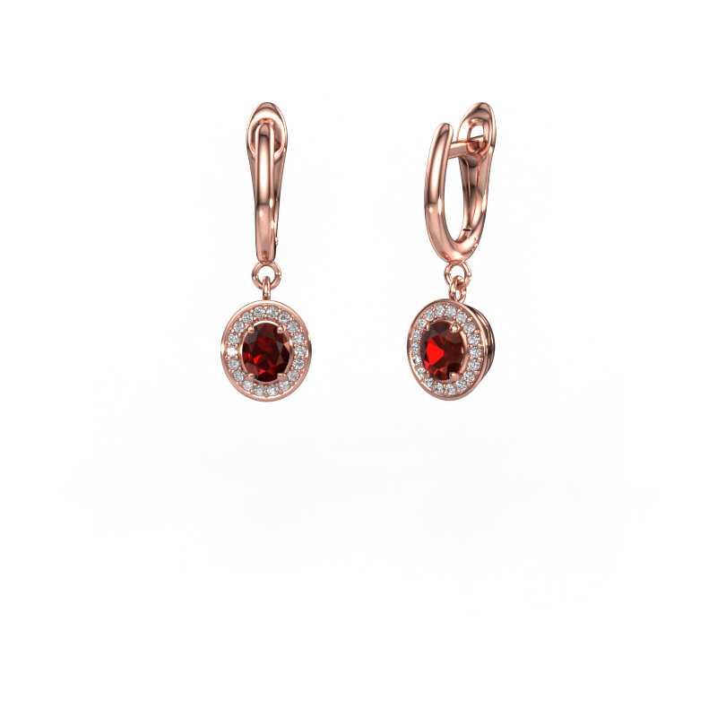 Image of Drop earrings Nakita 585 rose gold Garnet 5x4 mm