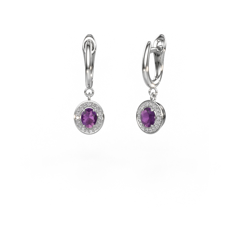 Image of Drop earrings Nakita 585 white gold Amethyst 5x4 mm