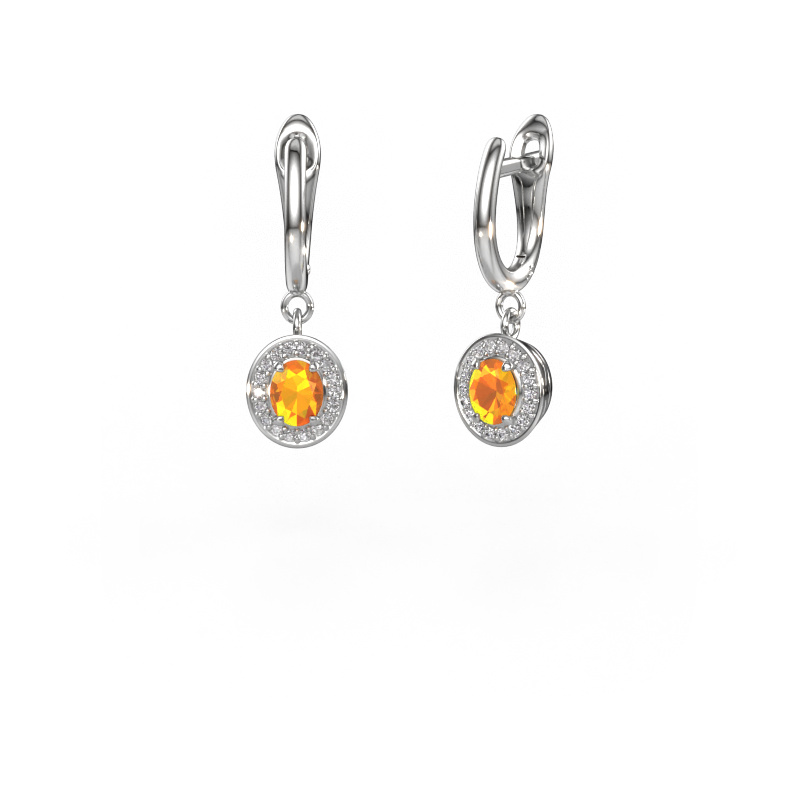Image de Pendants d'oreilles Nakita 585 or blanc Citrine 5x4 mm