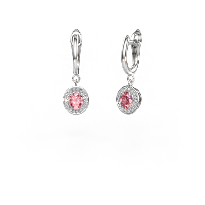 Bild av Hängande örhängen Nakita 585 vitt guld Rosa labbodlad diamant 5x4 mm