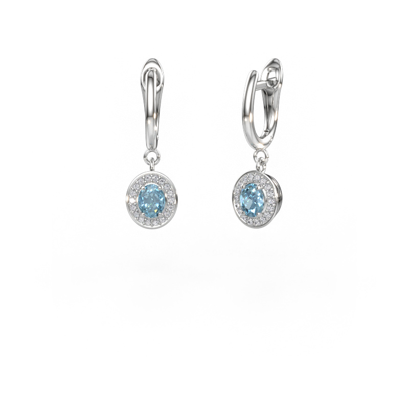 Immagine di Orecchini pendenti Nakita 585 oro bianco Diamante lab grown blu 5x4 mm