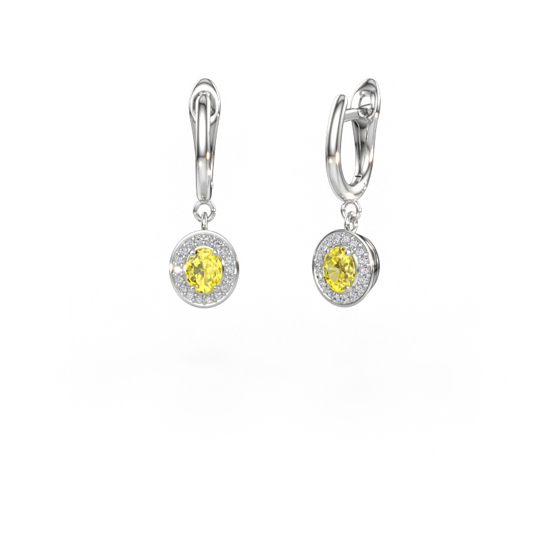 Immagine di Orecchini pendenti Nakita 585 oro bianco Diamante lab grown giallo 5x4 mm