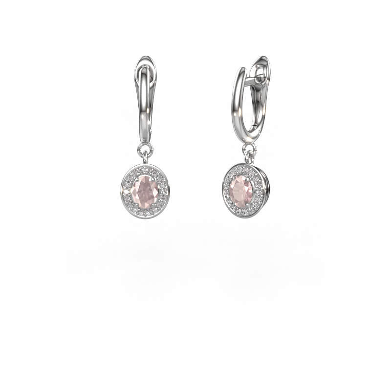 Image of Drop earrings Nakita 585 white gold Morganite champagne 5x4 mm