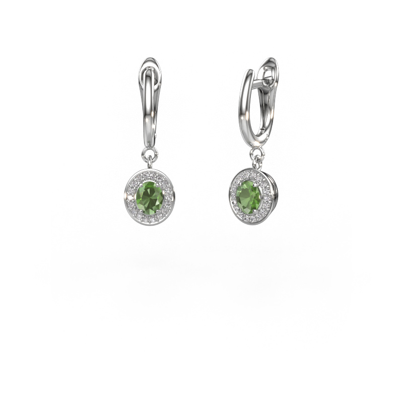 Image of Drop earrings Nakita 950 platinum Tourmaline green 5x4 mm