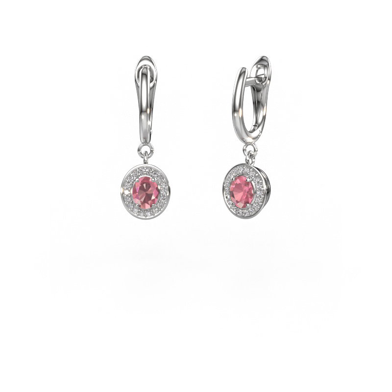 Image of Drop earrings Nakita 950 platinum Tourmaline pink 5x4 mm