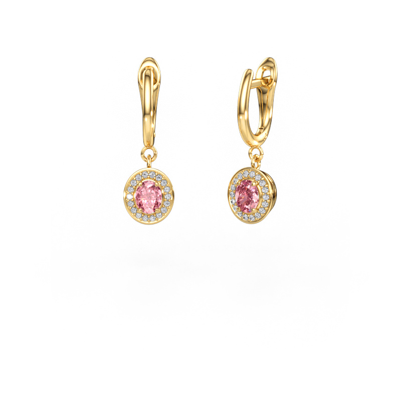 Image of Drop earrings Nakita 585 gold Pink lab grown diamond 5x4 mm