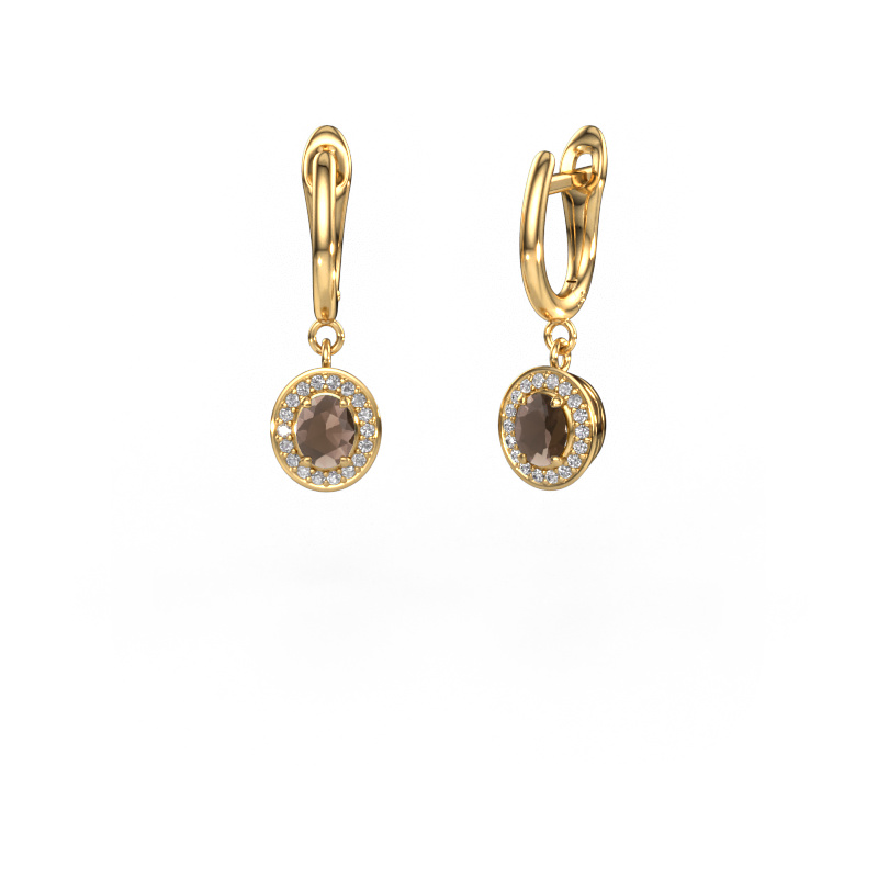 Image of Drop earrings Nakita 585 gold Smokey quartz 5x4 mm