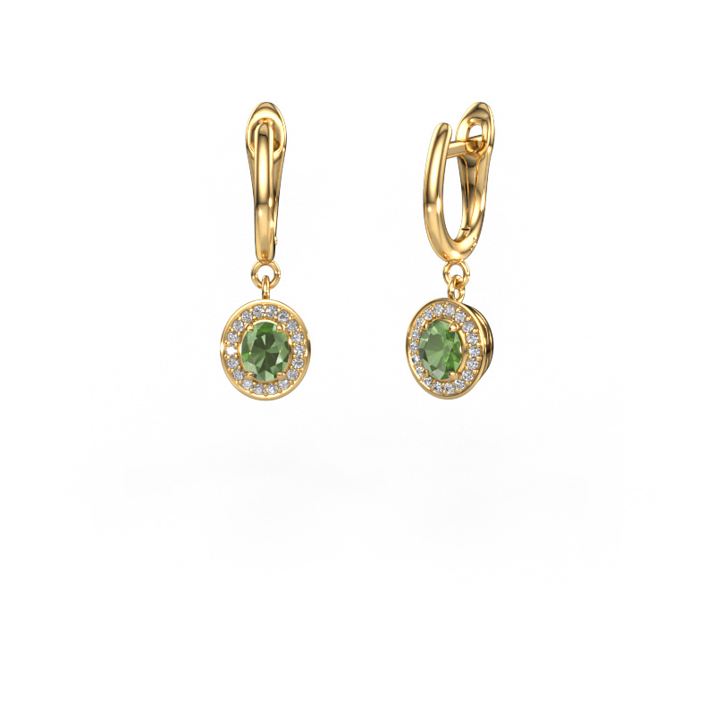 Image de Pendants d'oreilles Nakita 585 or jaune Vert tourmaline 5x4 mm