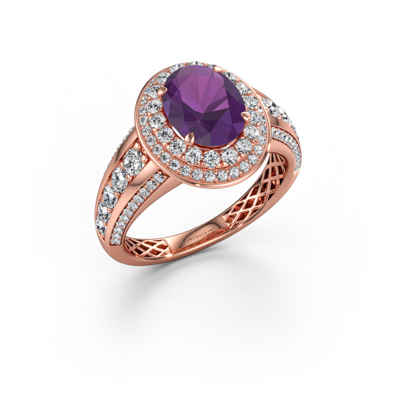 Immagine di Anello di fidanzamento Nancie 585 oro rosa Ametista 9x7 mm