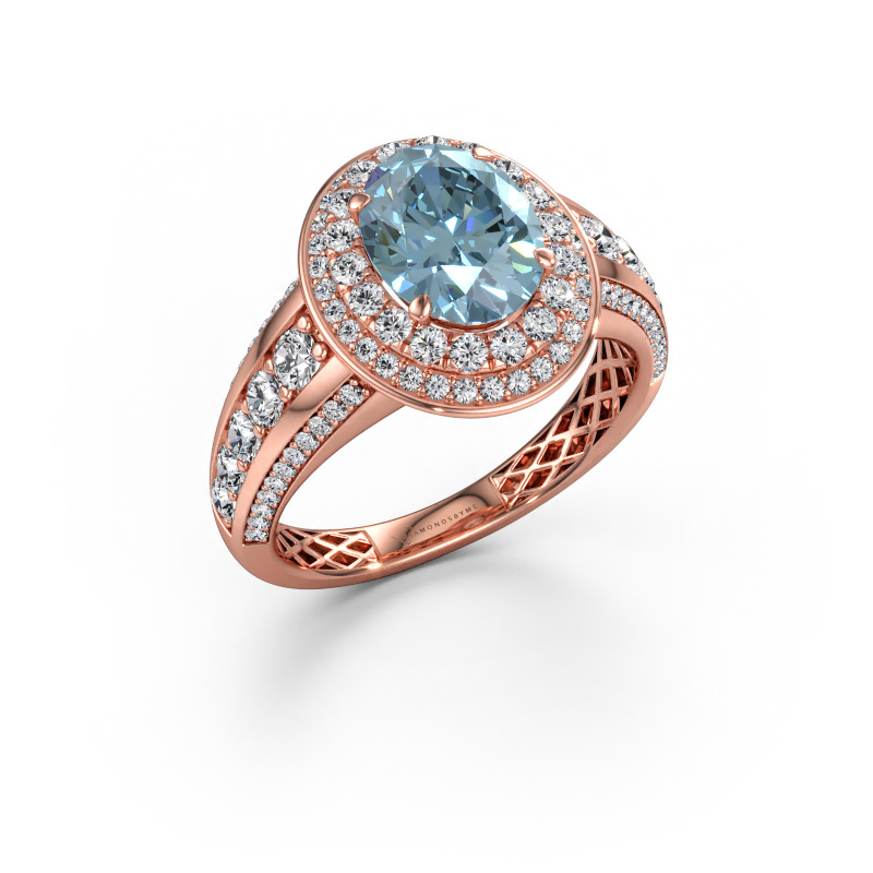 Immagine di Anello di fidanzamento Nancie 585 oro rosa Diamante lab grown blu 9x7 mm