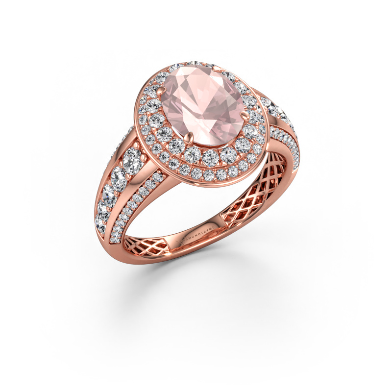 Immagine di Anello di fidanzamento Nancie 585 oro rosa Morganite champagne 9x7 mm