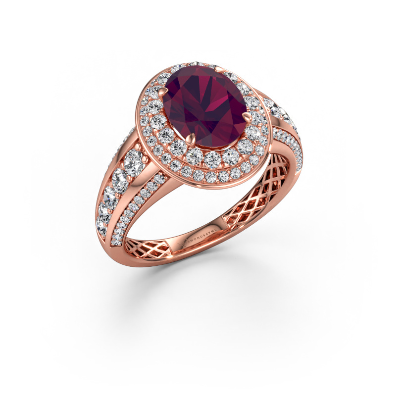 Immagine di Anello di fidanzamento Nancie 585 oro rosa Rodolite 9x7 mm