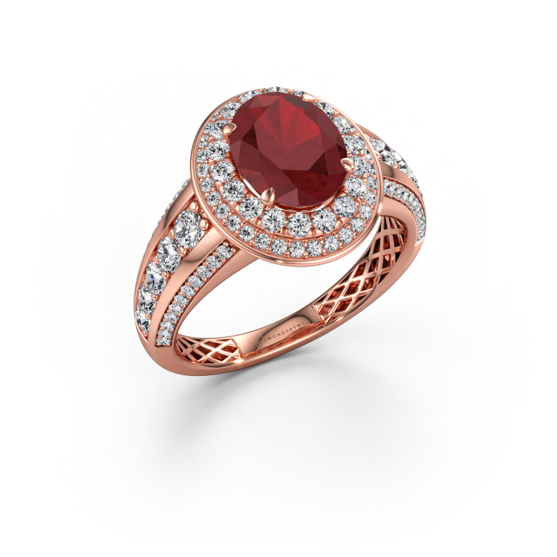 Immagine di Anello di fidanzamento Nancie 585 oro rosa Rubino 9x7 mm