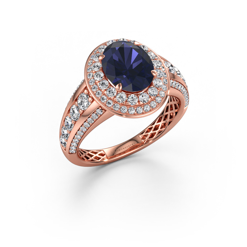Immagine di Anello di fidanzamento Nancie 585 oro rosa Zaffiro 9x7 mm