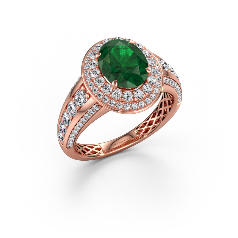 Bild av Förlovningsring Nancie 585 roséguld Smaragd 9x7 mm