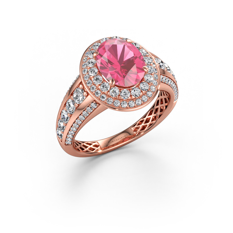 Bild av Förlovningsring Nancie 585 roséguld Rosa safir 9x7 mm