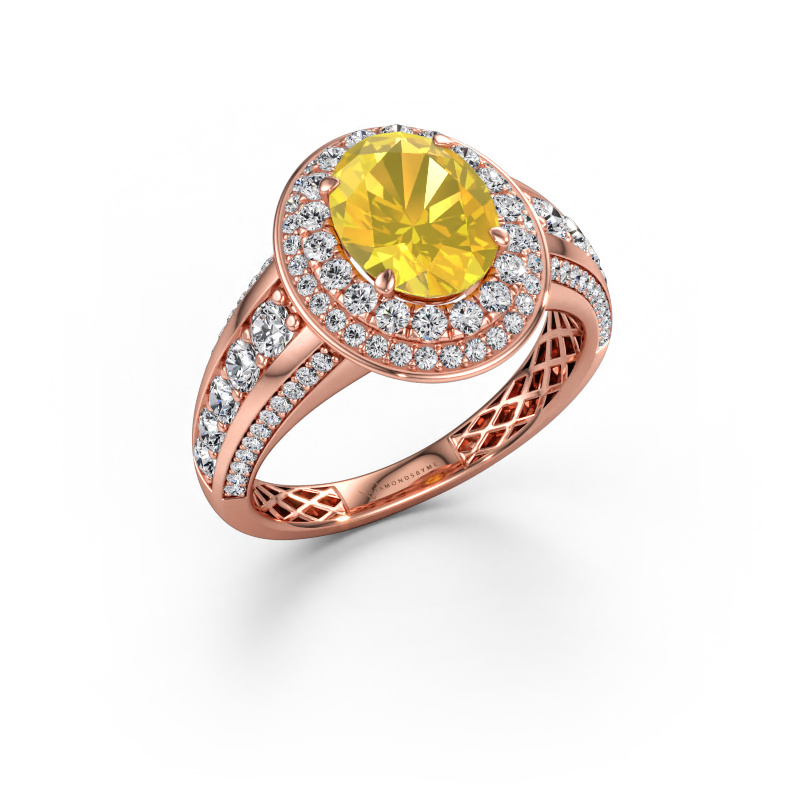 Immagine di Anello di fidanzamento Nancie 585 oro rosa Zaffiro giallo 9x7 mm