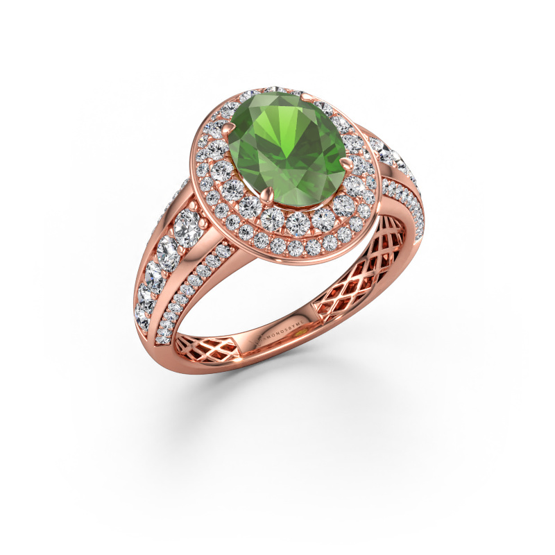 Bild av Förlovningsring Nancie 585 roséguld Grön turmalin 9x7 mm