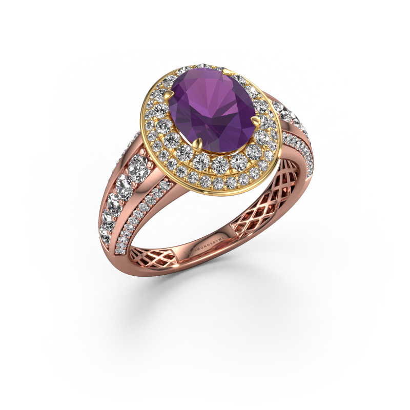 Bild von Verlobungsring Nancie 585 Roségold Amethyst 9x7 mm