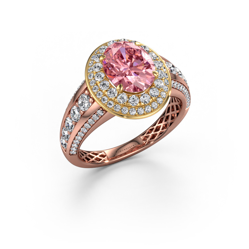 Image of Engagement ring Nancie 585 rose gold Pink lab grown diamond 9x7 mm