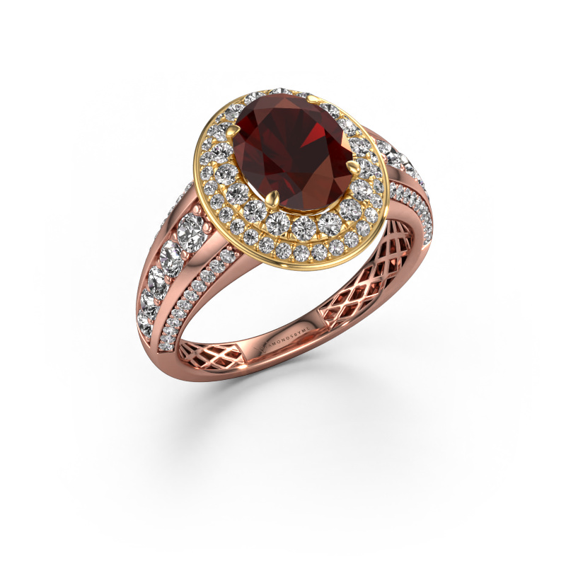 Bild von Verlobungsring Nancie 585 Roségold Granat 9x7 mm