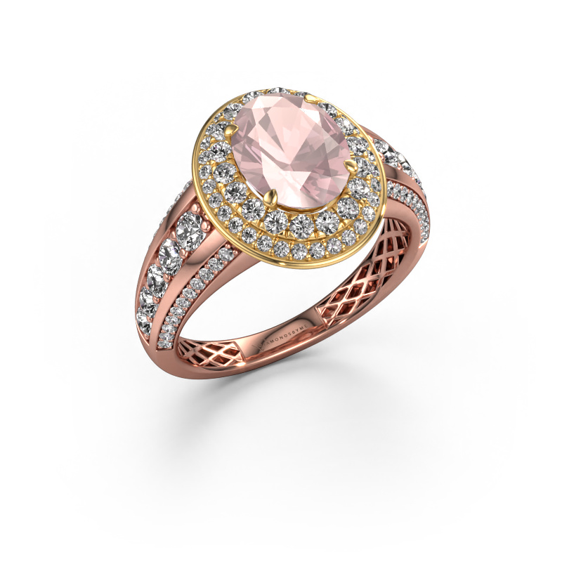 Image of Engagement ring Nancie 585 rose gold Morganite champagne 9x7 mm