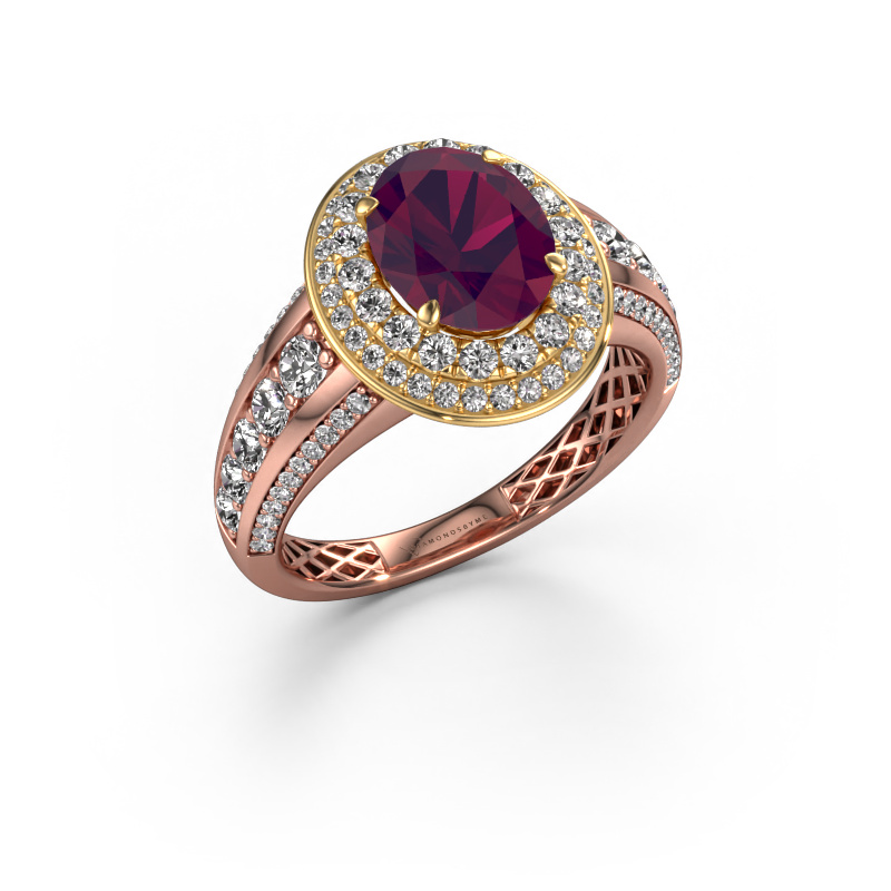 Image de Bague de fiançailles Nancie 585 or rose Rhodolite 9x7 mm