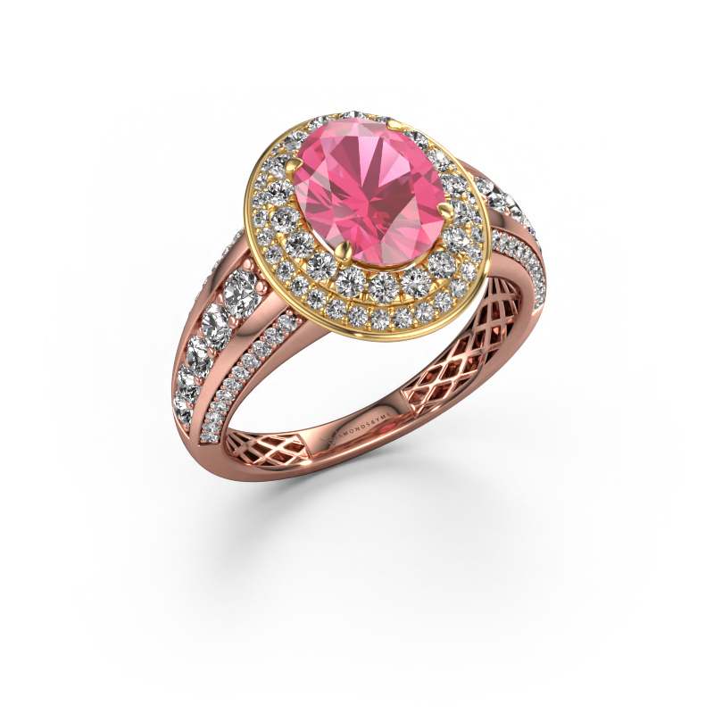 Image of Engagement ring Nancie 585 rose gold Pink sapphire 9x7 mm