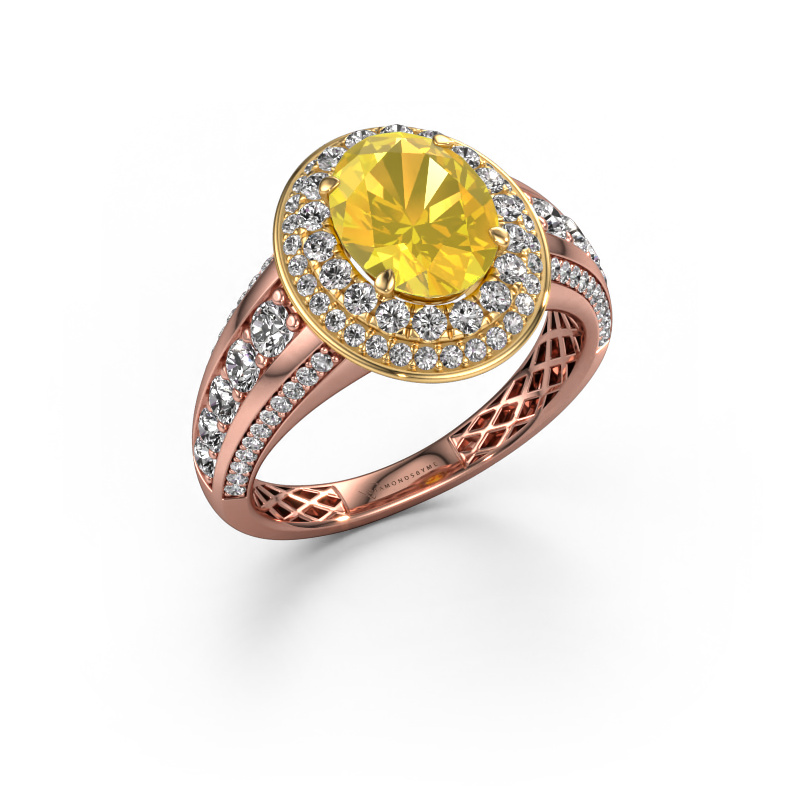 Bild von Verlobungsring Nancie 585 Roségold Gelb Saphir 9x7 mm