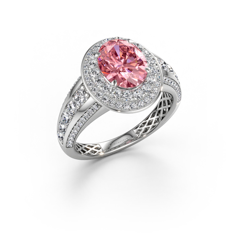 Bild av Förlovningsring Nancie 950 platina Rosa labbodlad diamant 9x7 mm