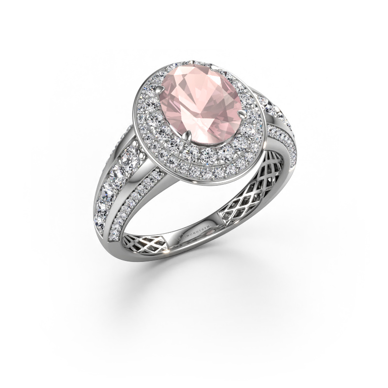 Afbeelding van Verlovingsring Nancie 950 Platina Morganiet champagne 9x7 mm