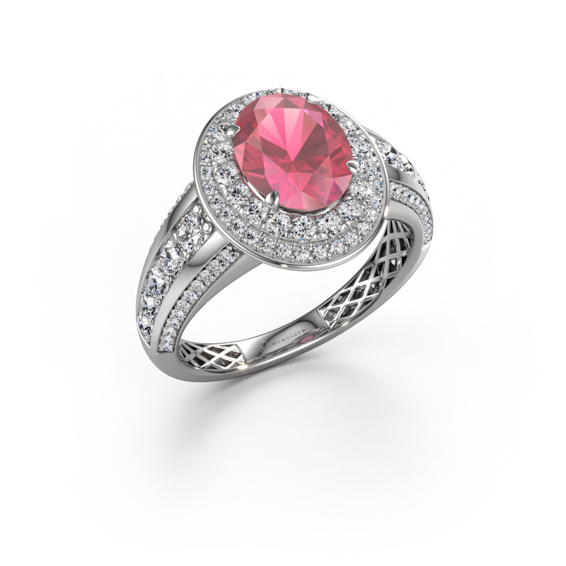 Image of Engagement ring Nancie 950 platinum Tourmaline pink 9x7 mm