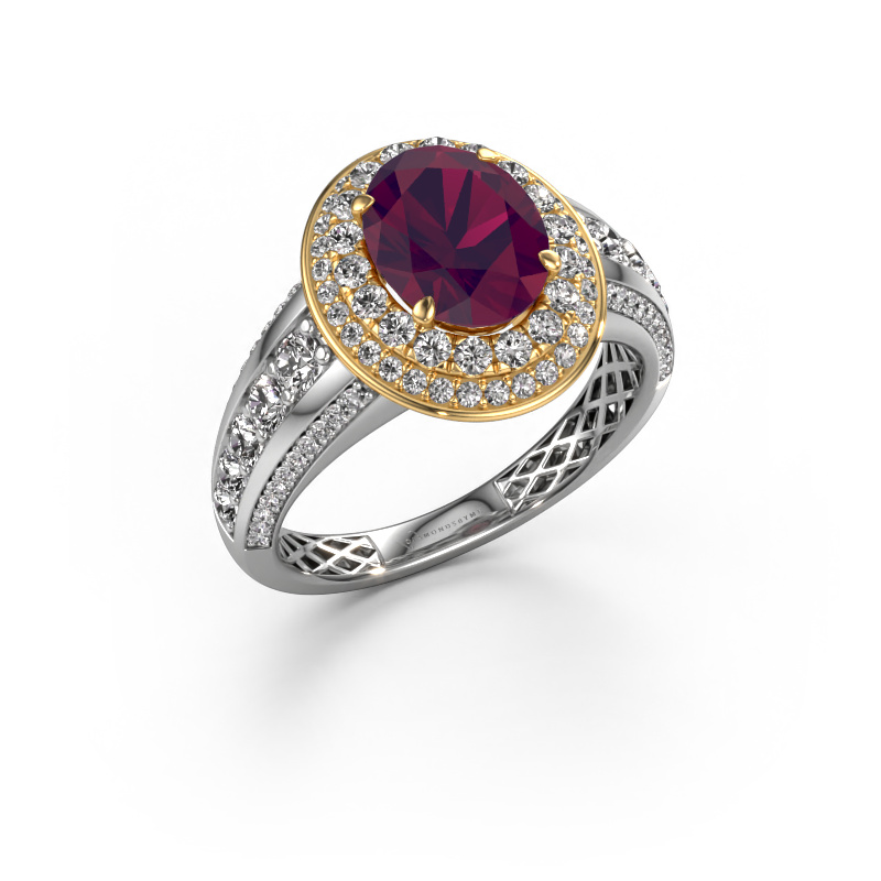 Image of Engagement ring Nancie 585 white gold Rhodolite 9x7 mm