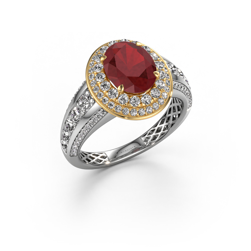 Image of Engagement ring Nancie 585 white gold Ruby 9x7 mm