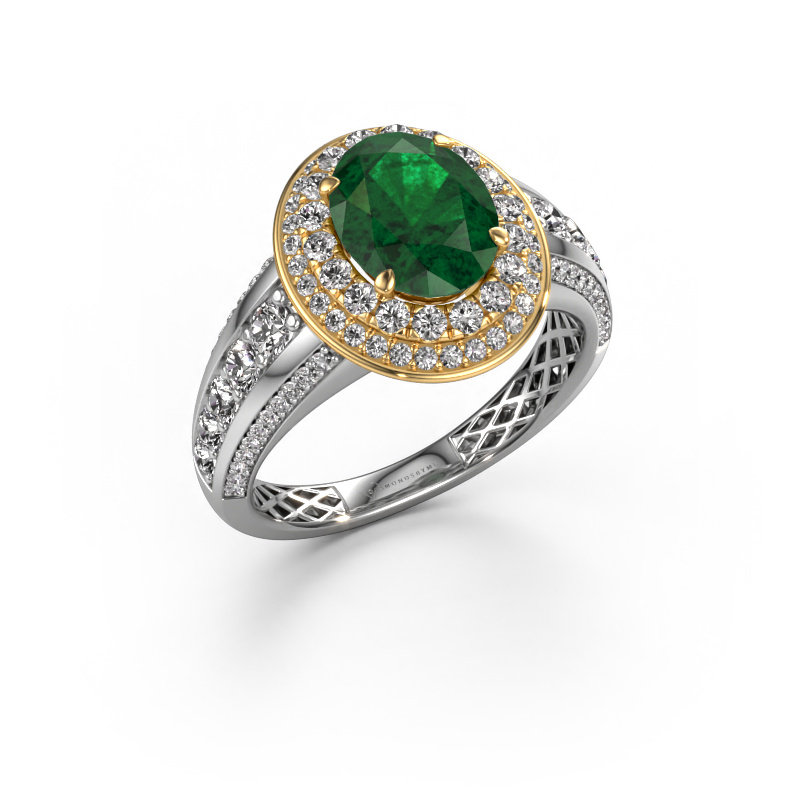 Image of Engagement ring Nancie 585 white gold Emerald 9x7 mm