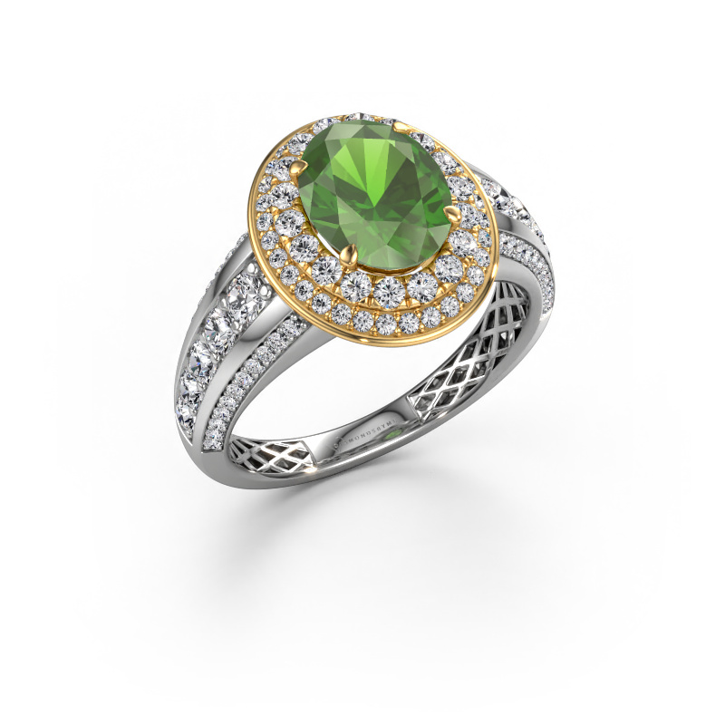 Bild von Verlobungsring Nancie 585 Weißgold Turmalin grün 9x7 mm